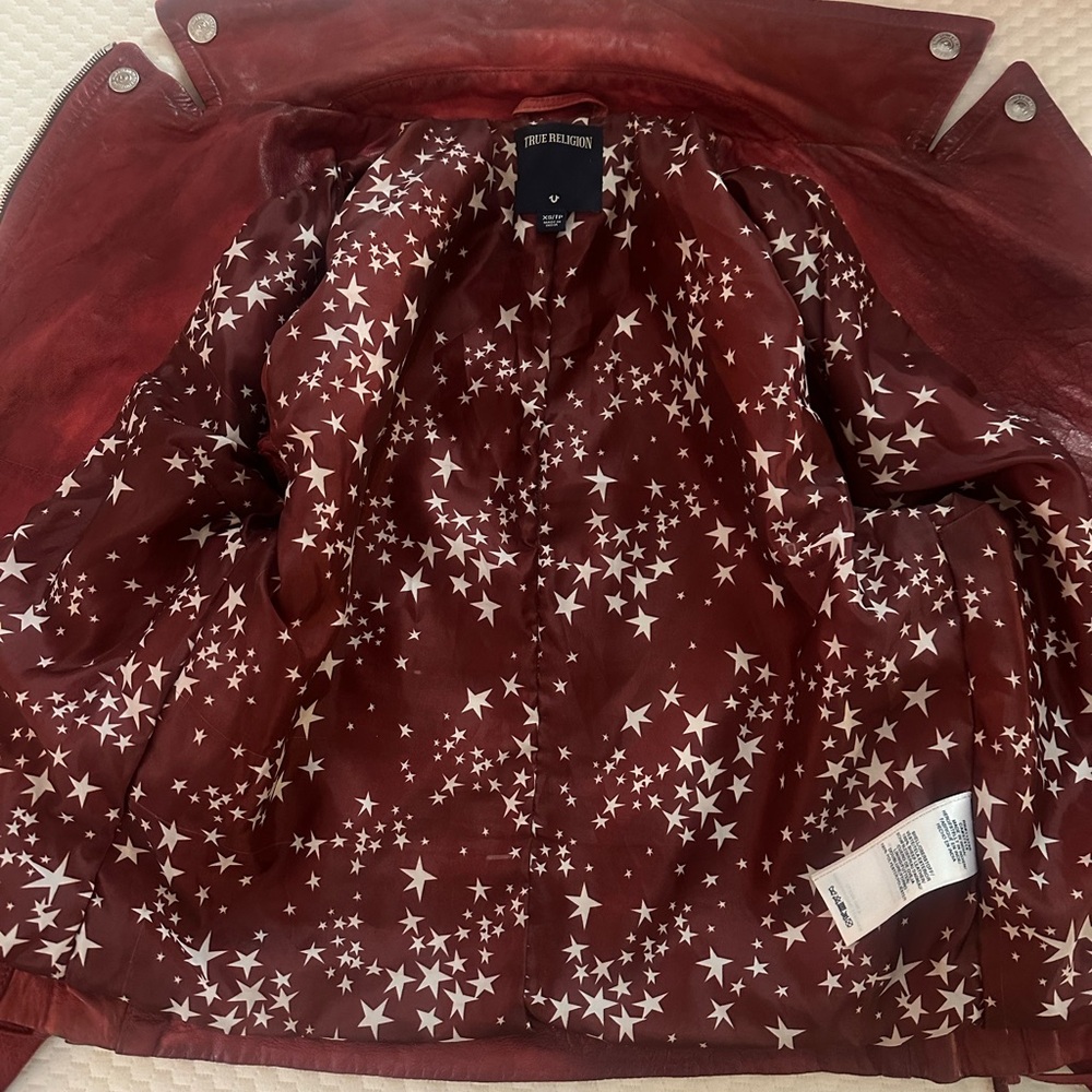 True Religion Red Leather Jacket - Picture 3 of 11